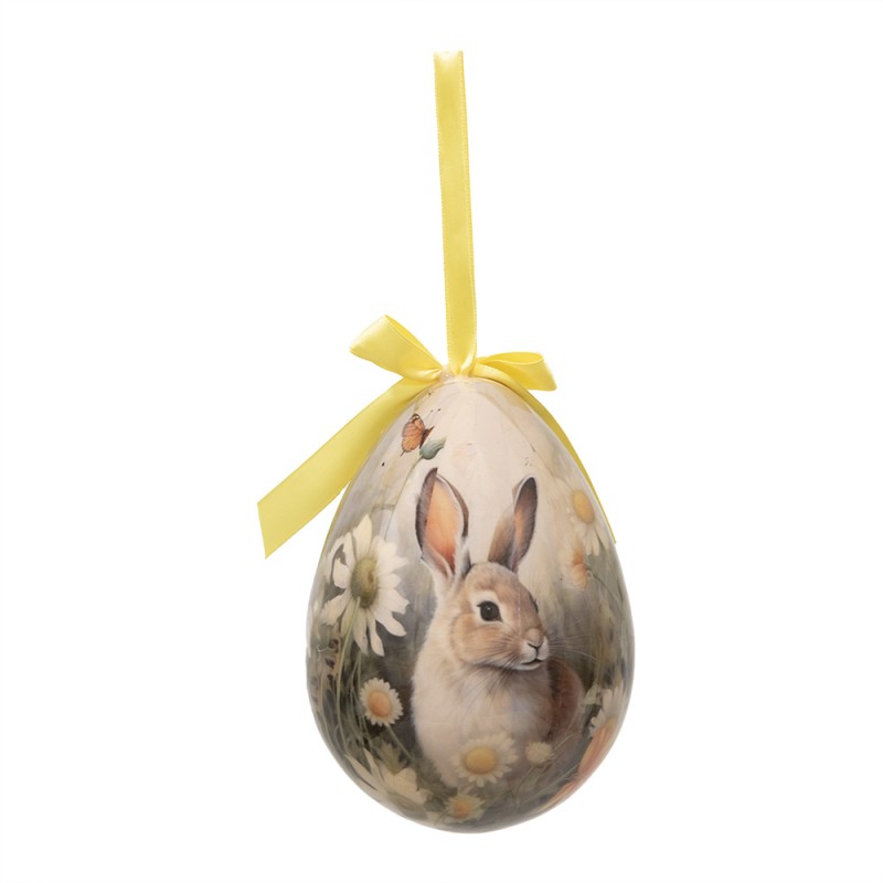 Clayre & Eef Ensemble de 2 pendentifs de Pâques Œuf Ø 11x15 cm Multicolore Plastique Lapin