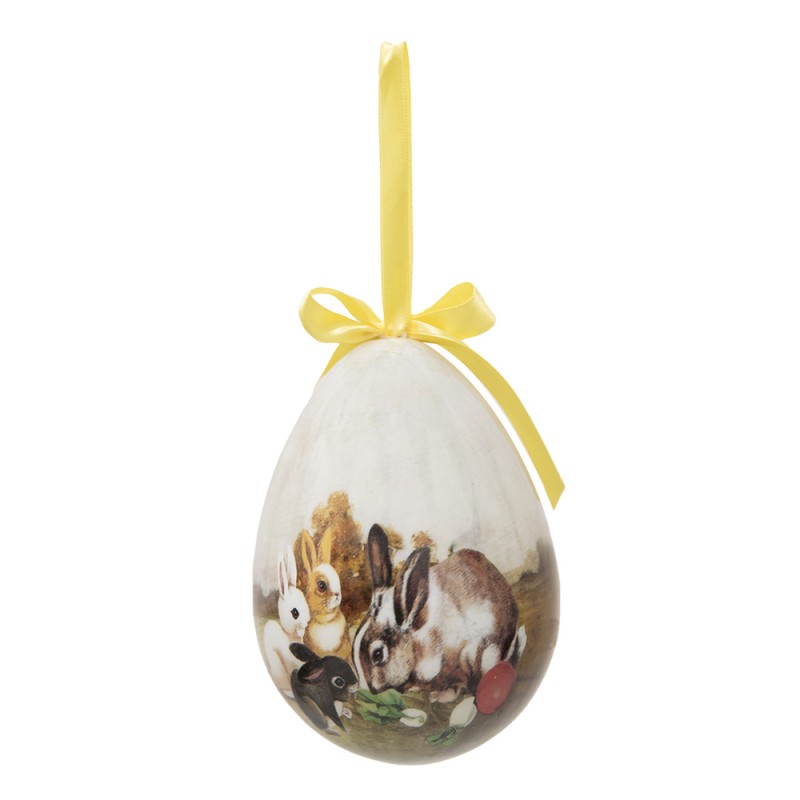 Clayre & Eef Ensemble de 2 pendentifs de Pâques Œuf Ø 11x15 cm Multicolore Plastique Lapin