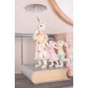 Clayre & Eef Figurine décorative Lapin 16x9x22 cm Blanc Rose Plastique