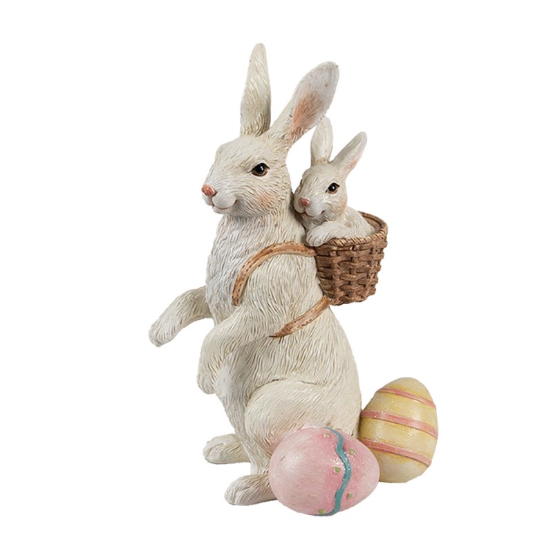 Clayre & Eef Decoratie Beeld Konijn 16 cm Beige Kunststof