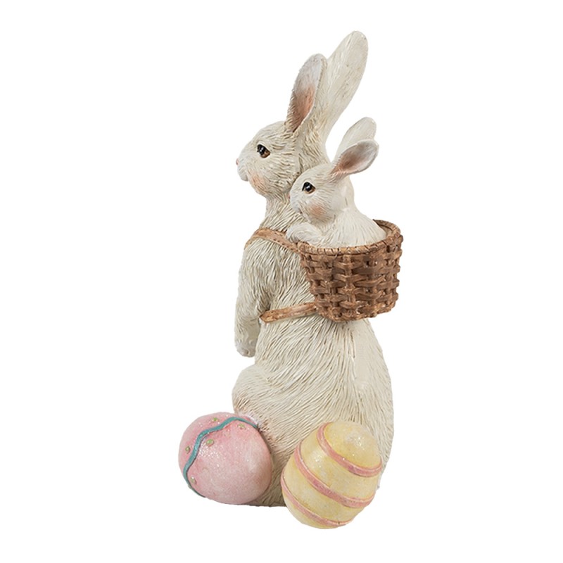 Clayre & Eef Decoratie Beeld Konijn 16 cm Beige Kunststof