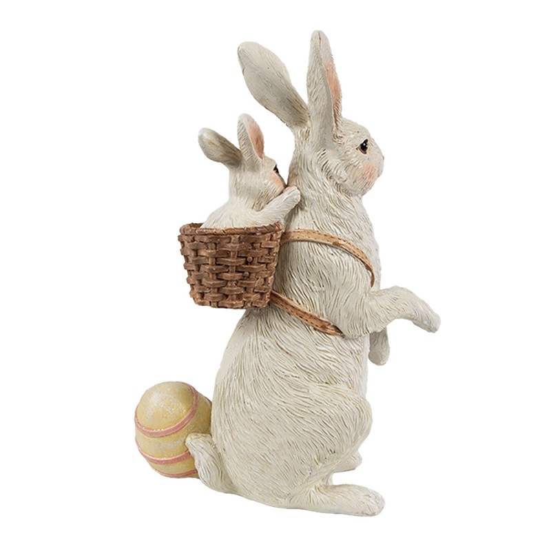Clayre & Eef Decoratie Beeld Konijn 16 cm Beige Kunststof