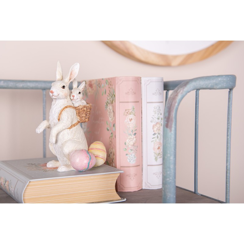 Clayre & Eef Decoratie Beeld Konijn 16 cm Beige Kunststof