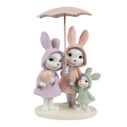 Clayre & Eef Decorative Figurine Rabbits 11x10x17 cm White Pink Plastic