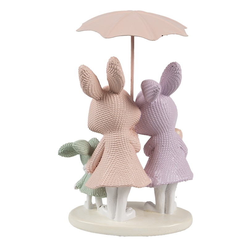 Clayre & Eef Decorative Figurine Rabbits 11x10x17 cm White Pink Plastic