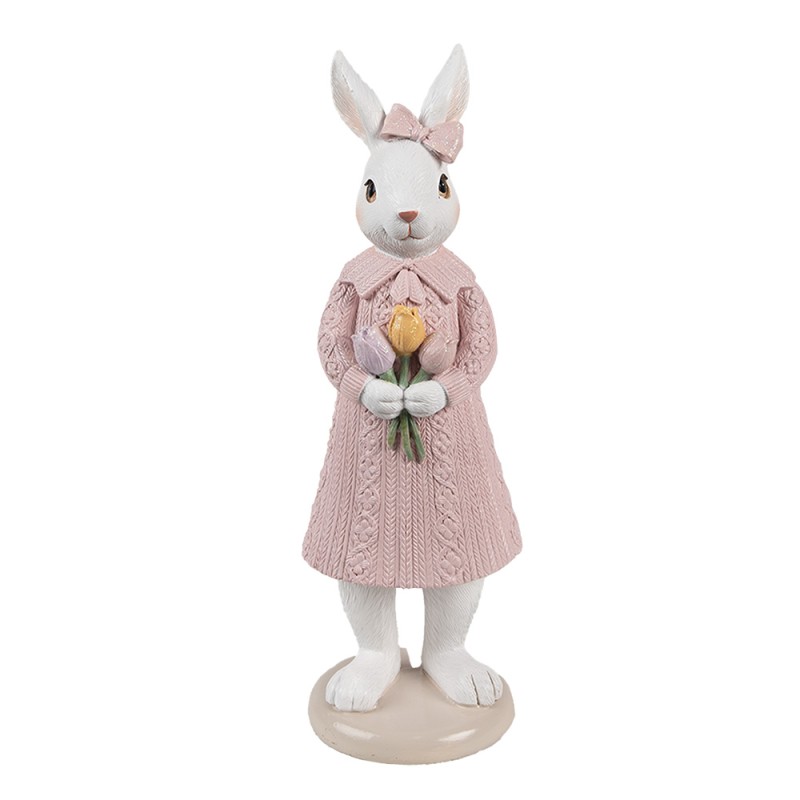 Clayre & Eef Decorative Figurine Rabbit 23 cm White Pink Plastic