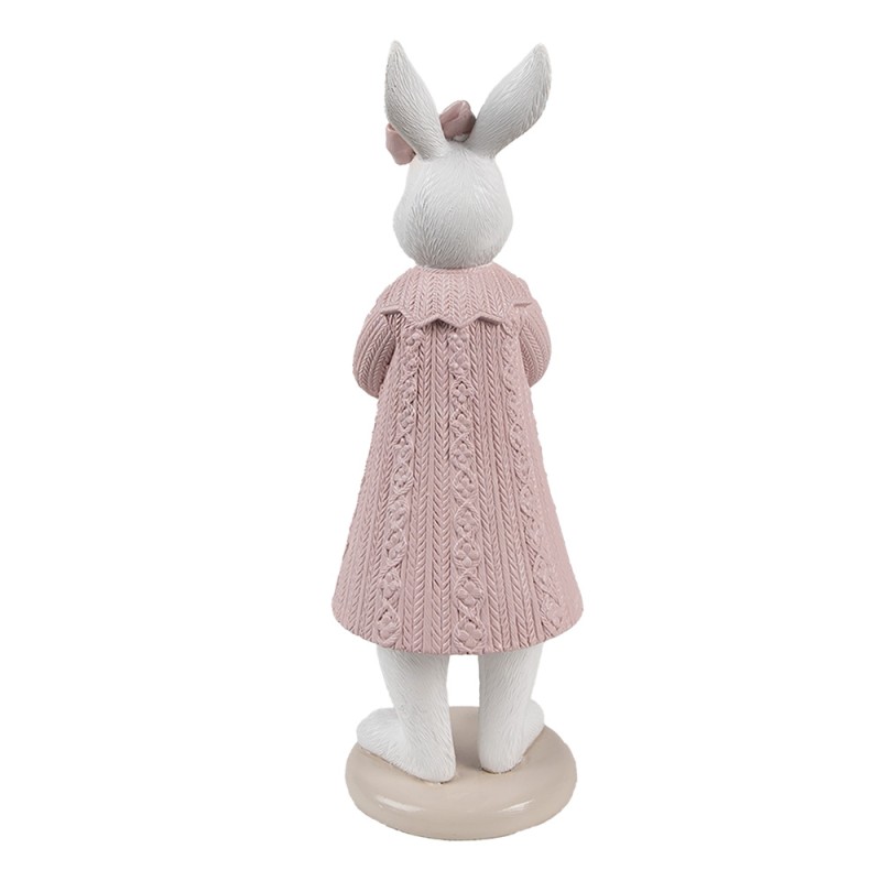 Clayre & Eef Decorative Figurine Rabbit 23 cm White Pink Plastic