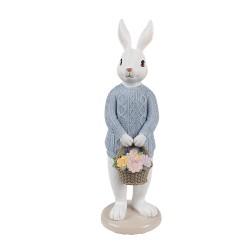 Clayre & Eef Decorative Figurine Rabbit 24 cm White Blue Plastic