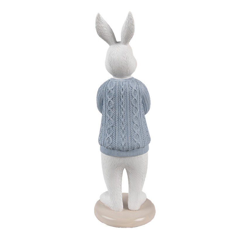 Clayre & Eef Statuetta decorativa Coniglio 24 cm Bianco Blu  Plastica