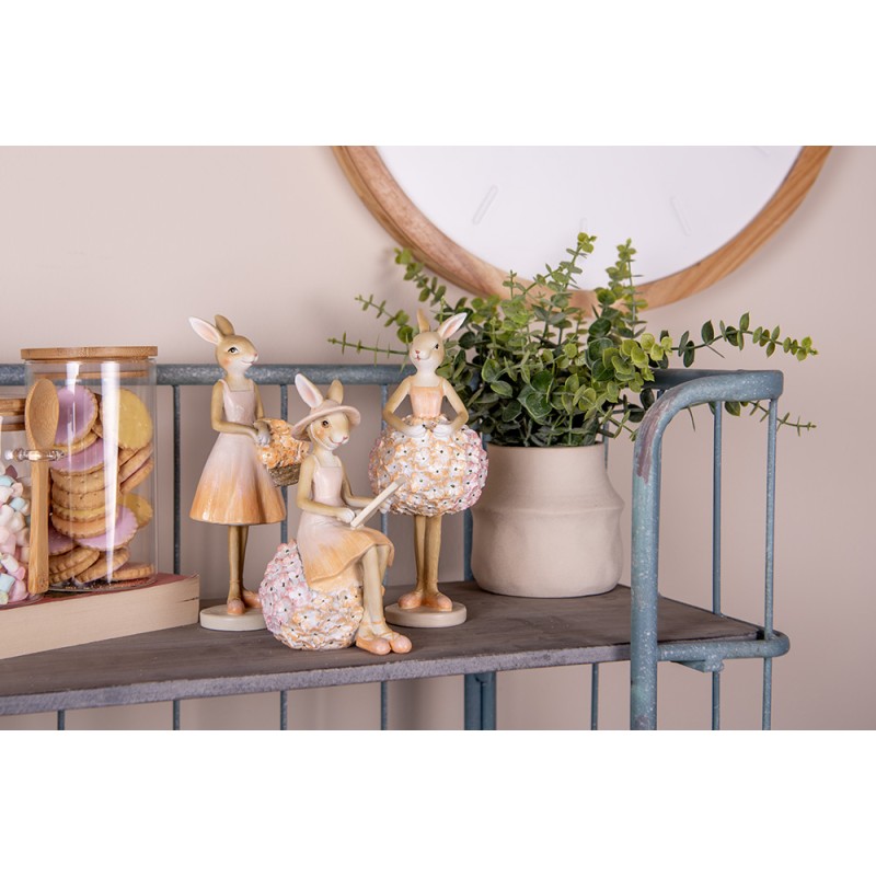 Clayre & Eef Figurine décorative Lapin 21 cm Beige Plastique