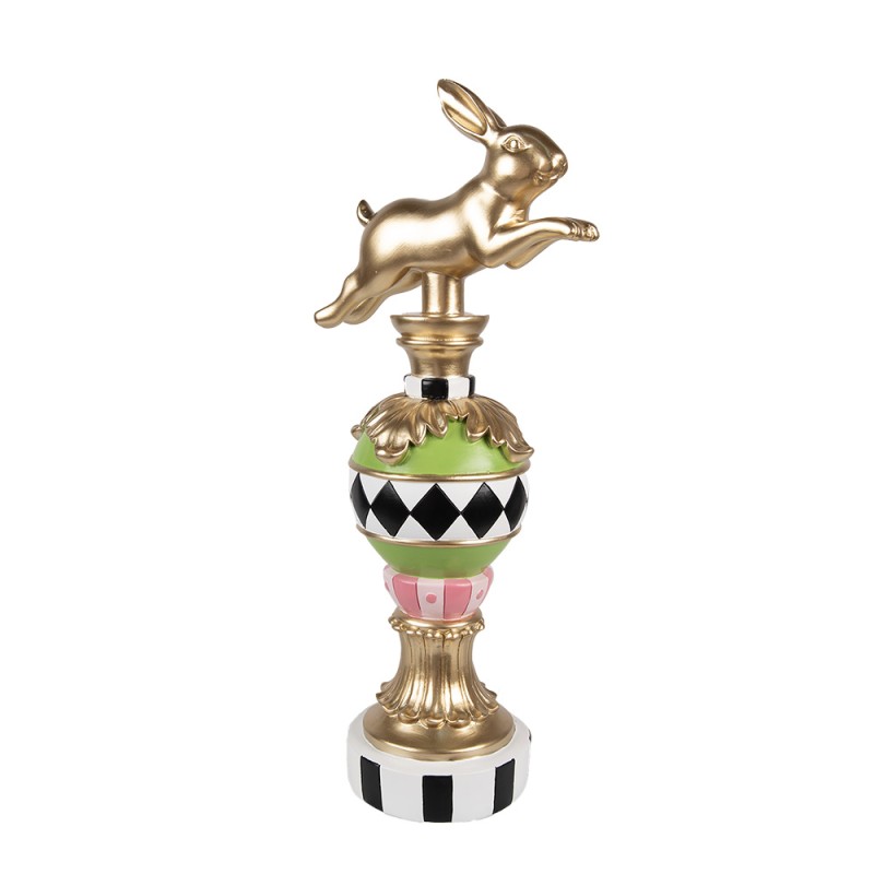Clayre & Eef Decorative Figurine Rabbit 19x13x43 cm Gold colored Plastic