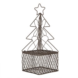 Clayre & Eef Decoration Christmas Tree 9x9x22 cm Brown Metal