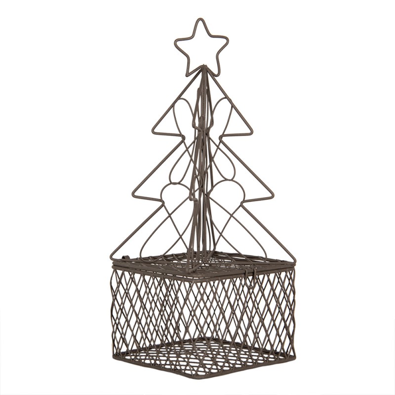 Clayre & Eef Décoration Sapin de Noël 9x9x22 cm Marron Métal