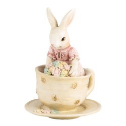 Clayre & Eef Figurine décorative Lapin 8x8x11 cm Beige Plastique