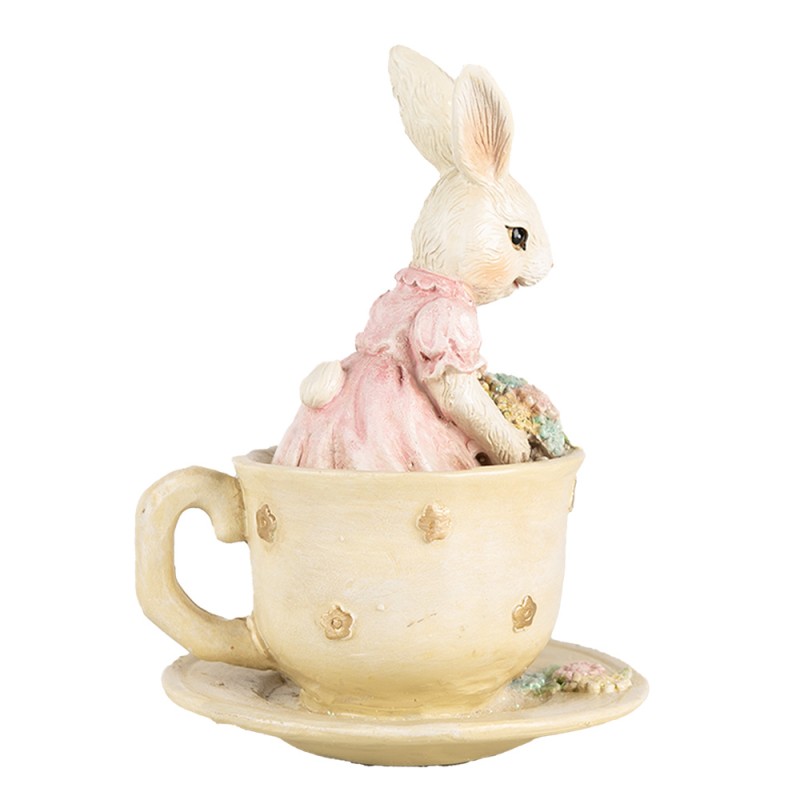 Clayre & Eef Statuetta decorativa Coniglio 8x8x11 cm Beige Plastica