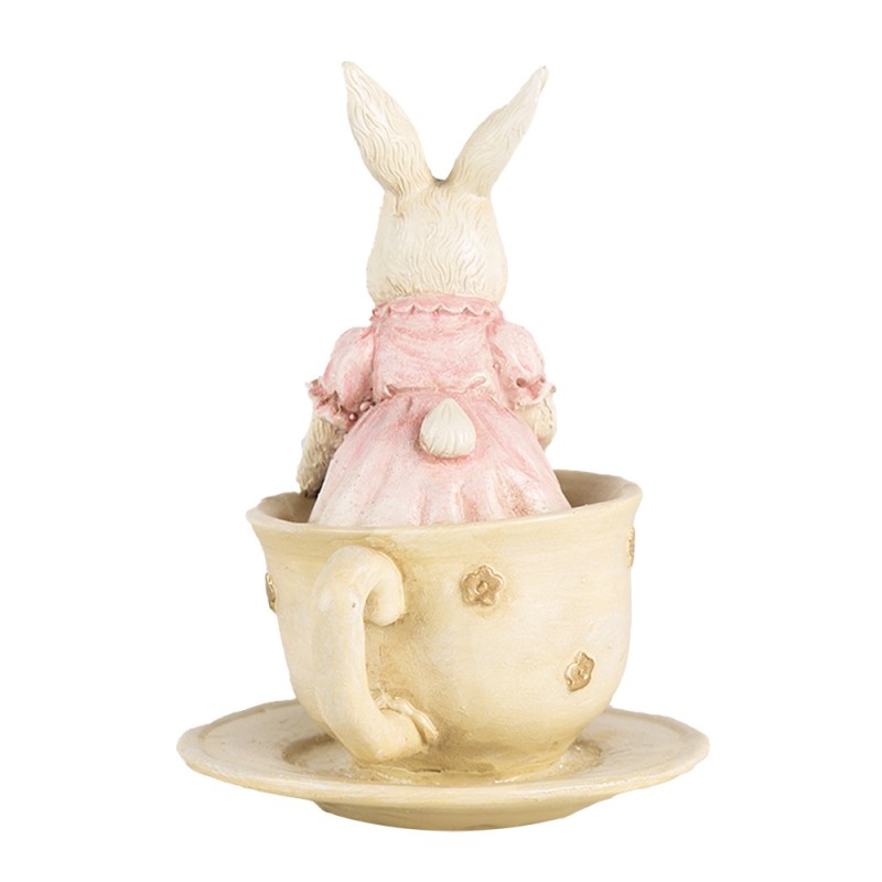 Clayre & Eef Statuetta decorativa Coniglio 8x8x11 cm Beige Plastica