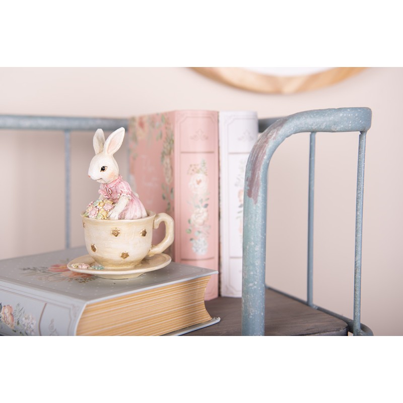 Clayre & Eef Statuetta decorativa Coniglio 8x8x11 cm Beige Plastica