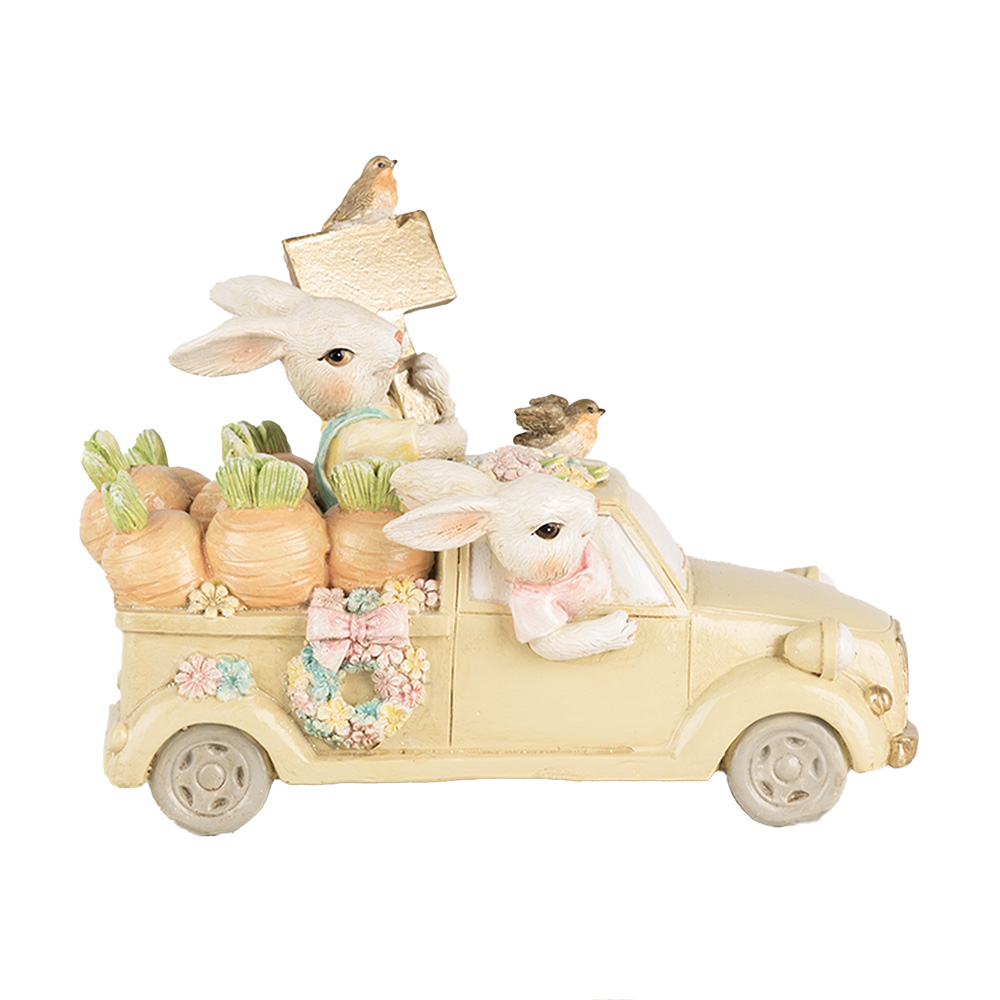 Clayre & Eef Decoratie Beeld Konijnen 16x8x12 cm Wit Beige Kunststof afbeelding 1