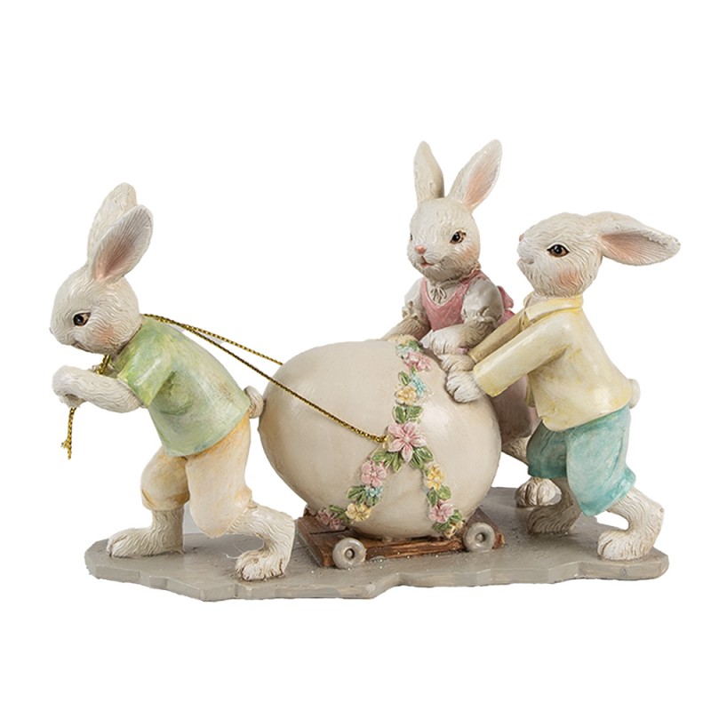Clayre & Eef Decorative Figurine Rabbits 17x8x11 cm Beige Plastic
