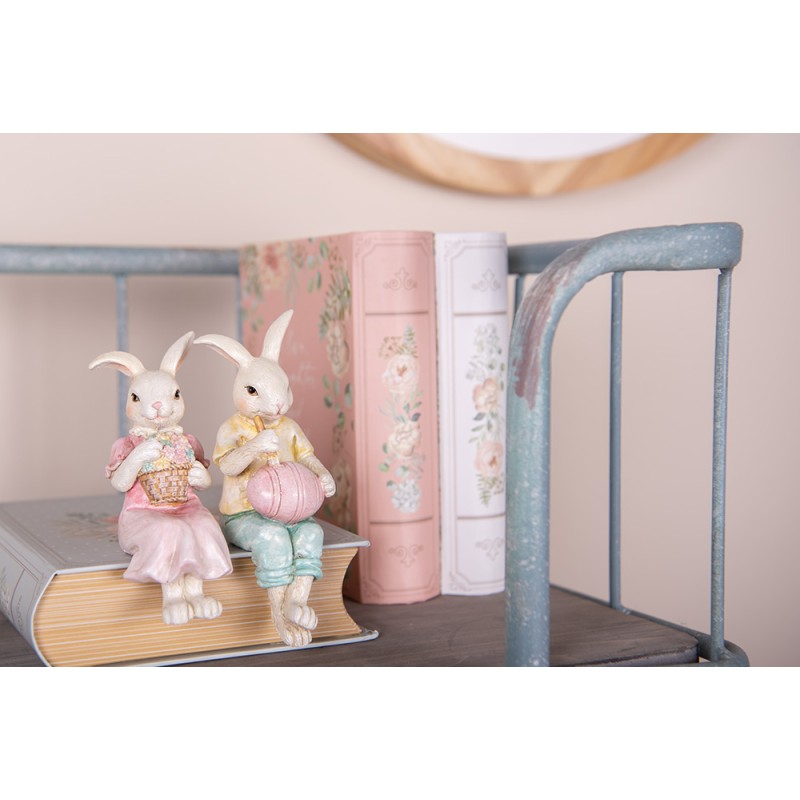 Clayre & Eef Statuetta decorativa Coniglio 7x5x14 cm Beige Plastica