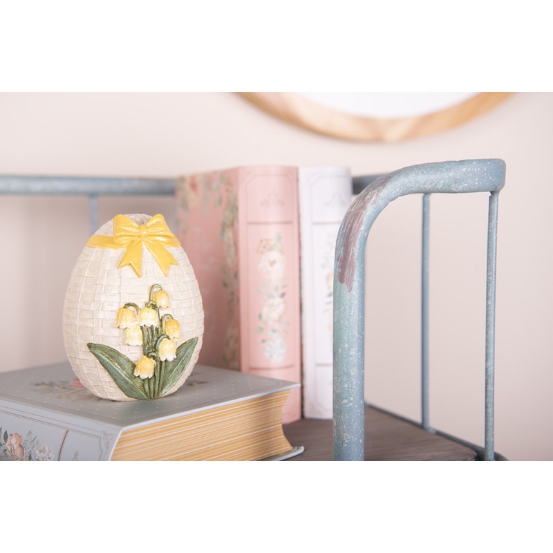 Clayre & Eef Decoratie Beeld Ei 9x8x10 cm Beige Kunststof