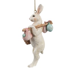 Clayre & Eef Ciondolo di Pasqua Coniglio 13 cm Beige Plastica