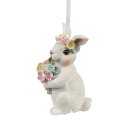 Clayre & Eef Ciondolo di Pasqua Coniglio 8 cm Bianco Plastica