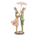 Clayre & Eef Decoratie Beeld Konijnen 12x10x26 cm Beige Kunststof