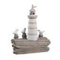 Clayre & Eef Figurine décorative Phare 10x4x12 cm Blanc Marron Plastique