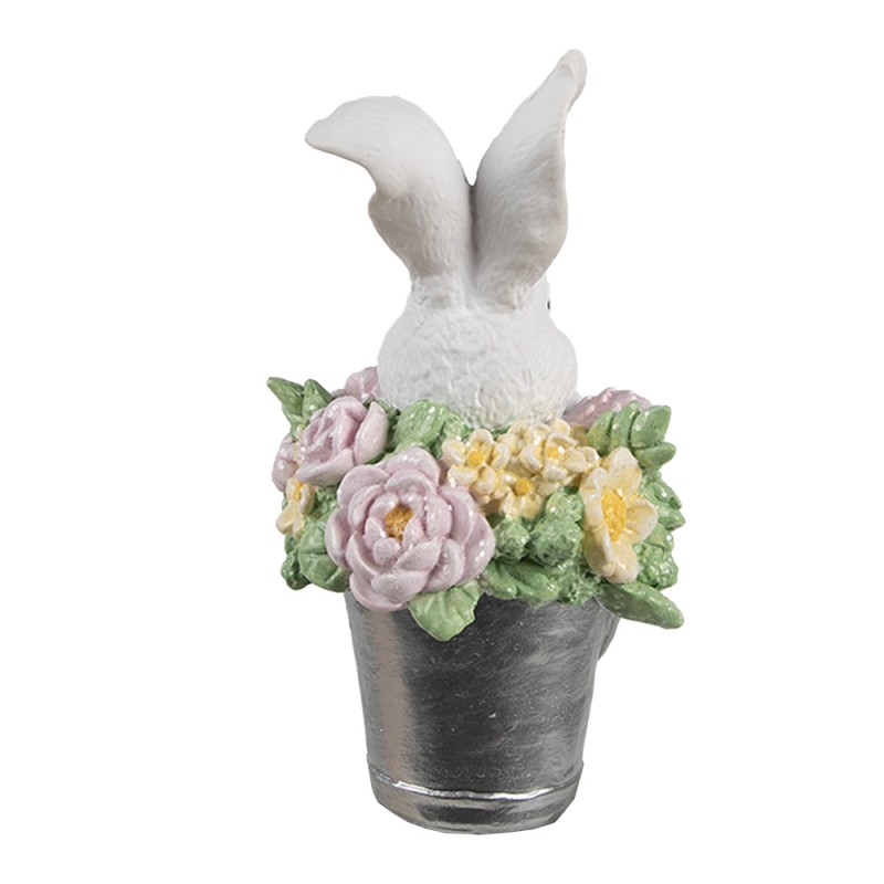 Clayre & Eef Decorative Figurine Rabbit 8x9x15 cm White Grey Plastic