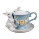 Clayre & Eef Decorative Figurine Rabbits 13x16x12 cm White Blue Plastic