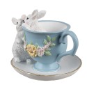 Clayre & Eef Decorative Figurine Rabbits 13x16x12 cm White Blue Plastic