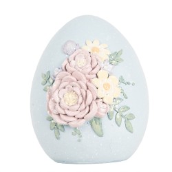 Clayre & Eef Dekorationsfigur Ei 10x11x13 cm Blau Kunststoff