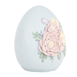 Clayre & Eef Dekorationsfigur Ei 10x11x13 cm Blau Kunststoff