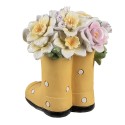 Clayre & Eef Decorative Figurine Boots 10x10x12 cm Yellow Plastic Flowers