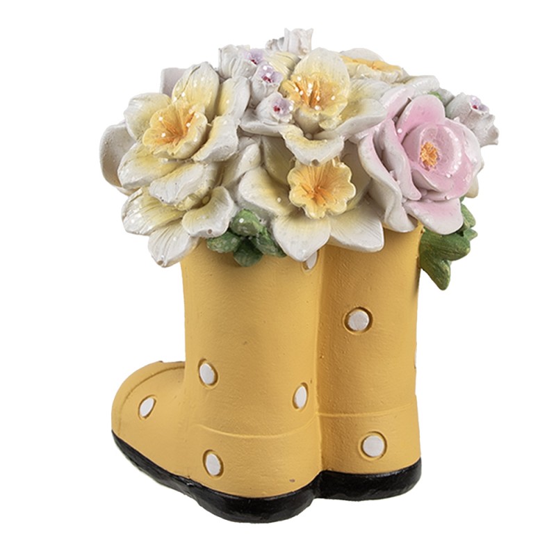 Clayre & Eef Decorative Figurine Boots 10x10x12 cm Yellow Plastic Flowers