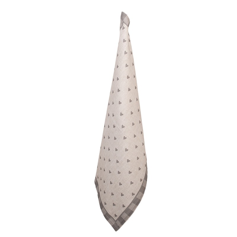 Clayre & Eef Geschirrtuch 50x70 cm Beige Grau Baumwolle Herzen