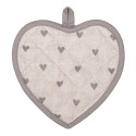 Clayre & Eef Pot Holder 20x20 cm Beige Grey Cotton Hearts
