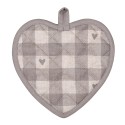 Clayre & Eef Pot Holder 20x20 cm Beige Grey Cotton Hearts