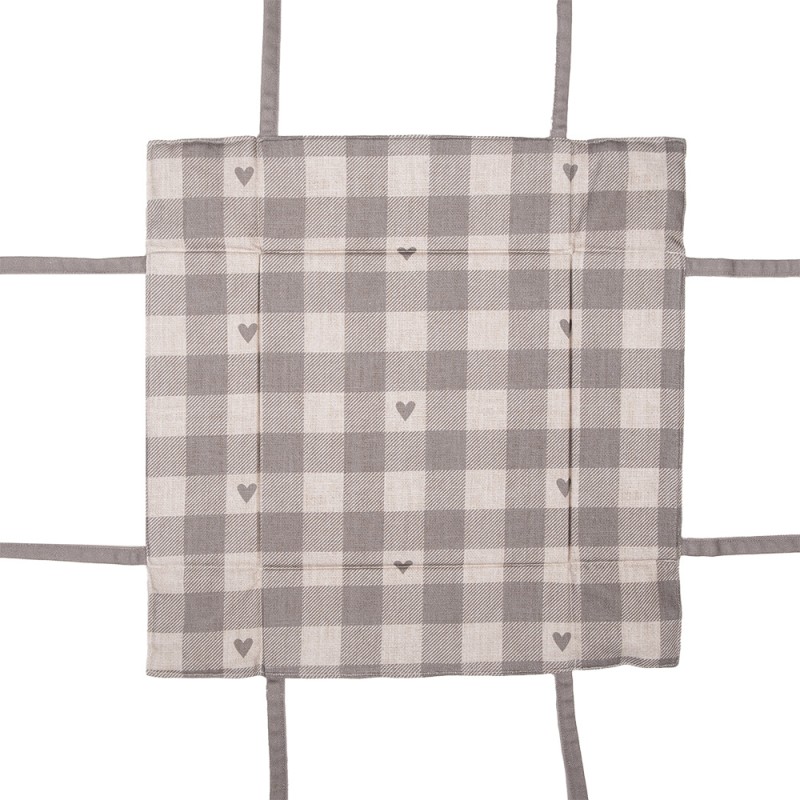 Clayre & Eef Cestino del pane 35x35x8 cm Beige Grigio Cotone Quadrato Cuoricini