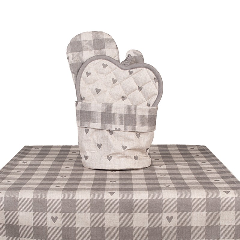 Clayre & Eef Broodmand Ø 15x16 cm Beige Grijs Katoen Rond Hartjes