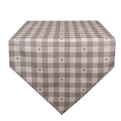 Clayre & Eef Chemin de table 50x160 cm Beige Gris Coton Coeurs