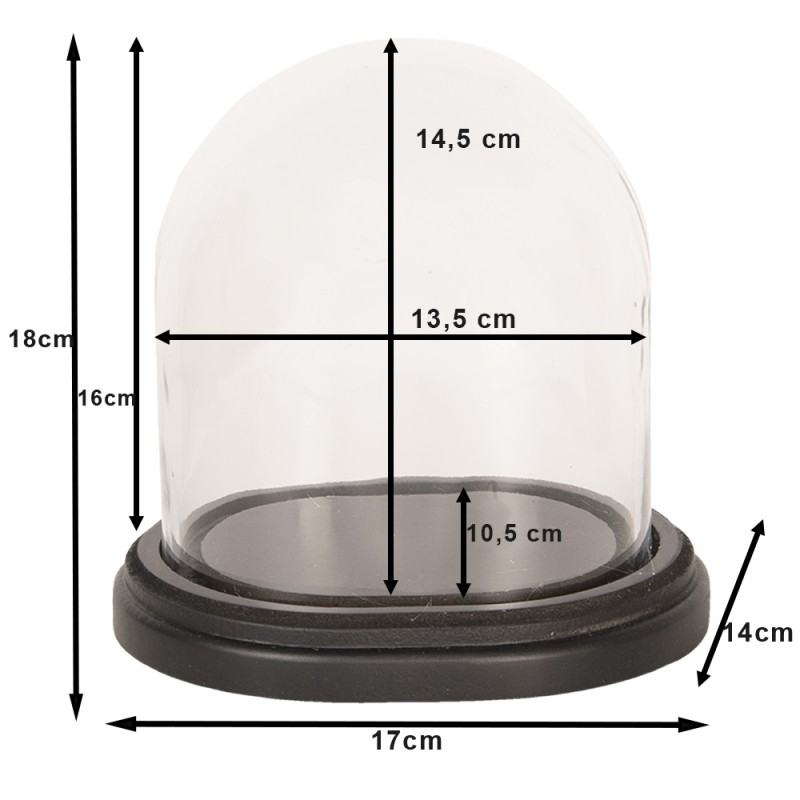 Clayre & Eef Glocke 17x14x18 cm Braun Holz Glas Oval
