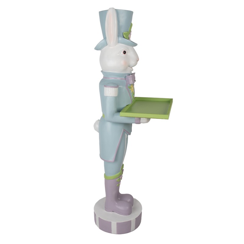 Clayre & Eef Image de décoration Lapin 44x41x123 cm Blanc Bleu Plastique