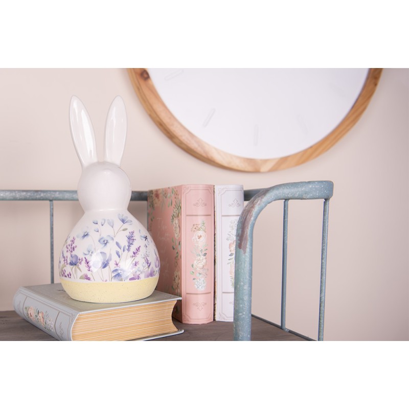 Clayre & Eef Decorative Figurine Rabbit 23 cm White Blue Ceramic