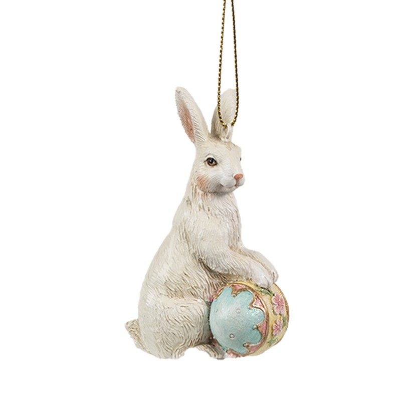 Clayre & Eef Ciondolo di Pasqua Coniglio 6x3x9 cm Beige Plastica