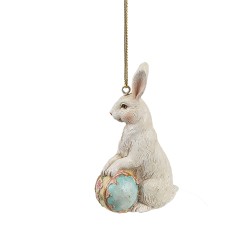 Clayre & Eef Ciondolo di Pasqua Coniglio 6x3x9 cm Beige Plastica