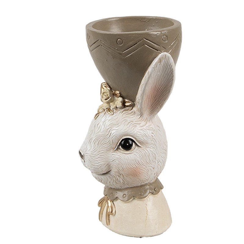 Clayre & Eef Eierbecher Kaninchen 7x7x12 cm Beige Kunststoff