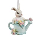 Clayre & Eef Pendentif de Pâques Lapin 8x4x10 cm Blanc Bleu Plastique