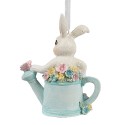 Clayre & Eef Pendentif de Pâques Lapin 8x4x10 cm Blanc Bleu Plastique